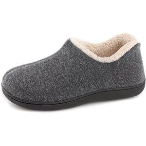 Stylish Grey Women's Indoor Loafers with Memory Foam & Non-Slip Outsole - Size 9